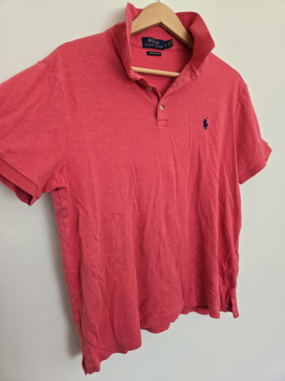 Polo by Ralph Lauren Pink Polo Shirt Preppy Normcore custom slim fit L - Picture 4 of 6
